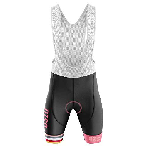 OTSO Stripes Culote de Ciclismo, Hombres, Nagro y Coral Pink