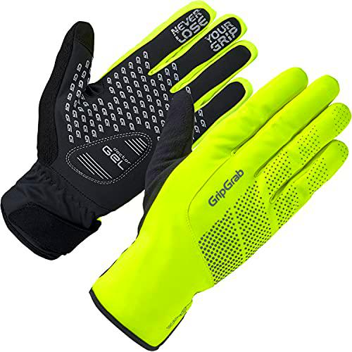 GripGrab Ride Waterproof Winter Thermal Padded Touchscreen Cycling Gloves Fleece-Lined Windproof Black Yellow HiViz