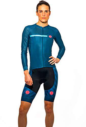 SUNDRIED Mujer Pro Range Maillot de Ciclismo Manga Larga Camiseta de Bicicleta para Bicicleta de Pista Ropa de Ciclismo Profesional (Azul, M)