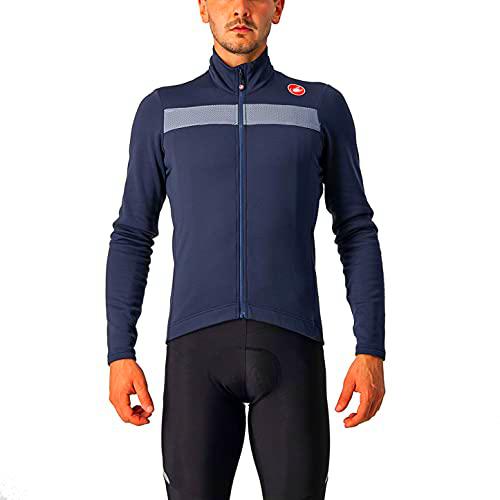 castelli Puro 3 Jersey FZ Camiseta, Hombre, Savile Blue/Silver Reflex, M