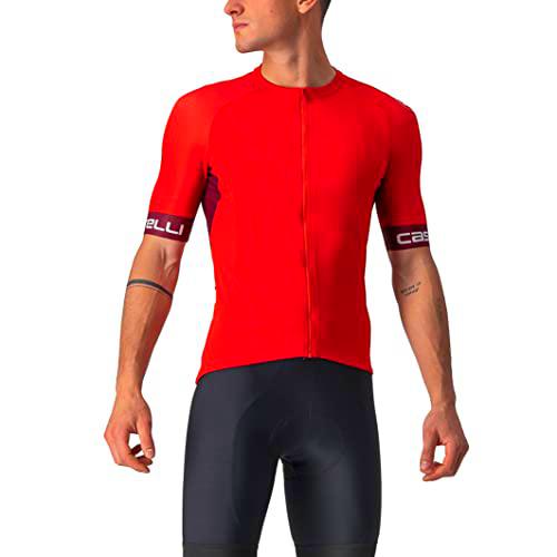 castelli Entrada Vi Jersey Camiseta, Hombre, Red/Burdeos-Ivory, S