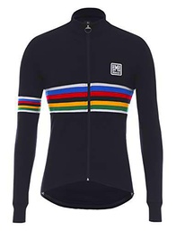 Santini UCI - Camiseta de Manga Larga de Lana con diseño de arcoíris