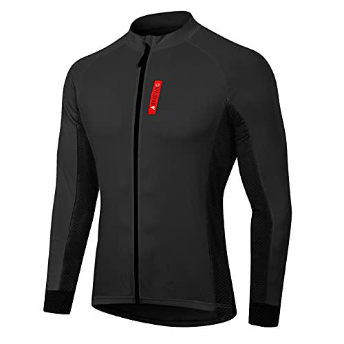 MEETWEE Hombres Ciclismo Jersey, Manga Larga Ciclo Tops Transpirable Cremallera Completa Bicicletas Jerseys Mountain Bike Camisa Ciclismo MTB Ropa Naranja