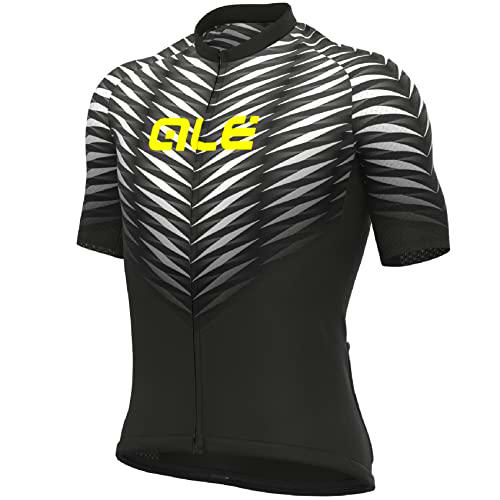 Alé Cycling Espina sólida Jersey de Manga Corta, Negro