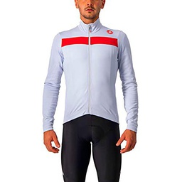 castelli Puro 3 Jersey FZ Camiseta, Hombre, Silver Gray/Red Reflex, M