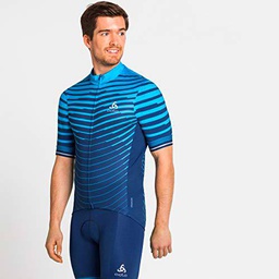 Odlo Stehkragen S/S Full Reißverschluss Zeroweight Camiseta para Hombre, Azul Aster