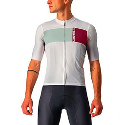 CASTELLI PROLOGO 7 Jersey T-Shirt, Silver Gray/Defender Green-Bordeaux, L Men's