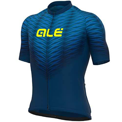 Alé Cycling Espina sólida Jersey de Manga Corta, Azul