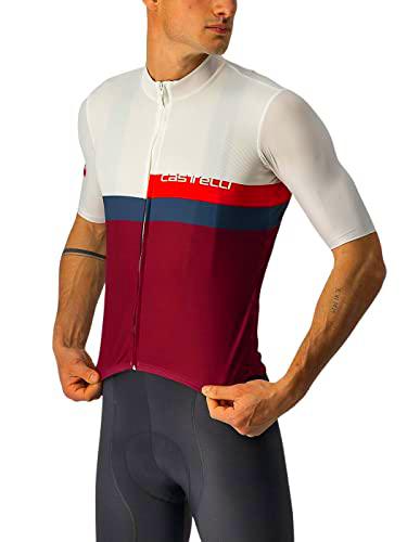 castelli Con Bloqueo de Punto Camiseta, Hombre, Ivory/Red-Azul-Burdeos, X-Large