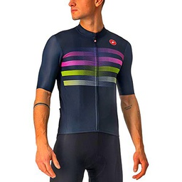 castelli Endurance Pro Jersey Camiseta, Hombre, Savile Blue/Pink-Electric Lime, XX-Large