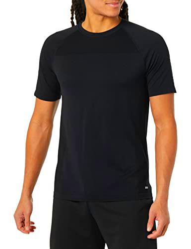 Amazon Essentials Camiseta sin Costuras de Manga Corta Hombre, Negro, S