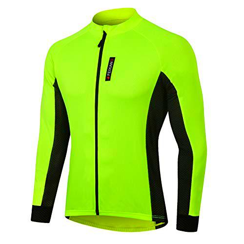 MEETWEE Hombres Ciclismo Jersey, Manga Larga Ciclo Tops Transpirable Cremallera Completa Bicicletas Jerseys Mountain Bike Camisa Ciclismo MTB Ropa Naranja