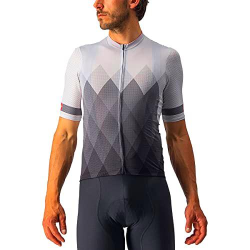 castelli De Toda Punto Camiseta, Hombre, Plata y Gris Oscuro, X-Large