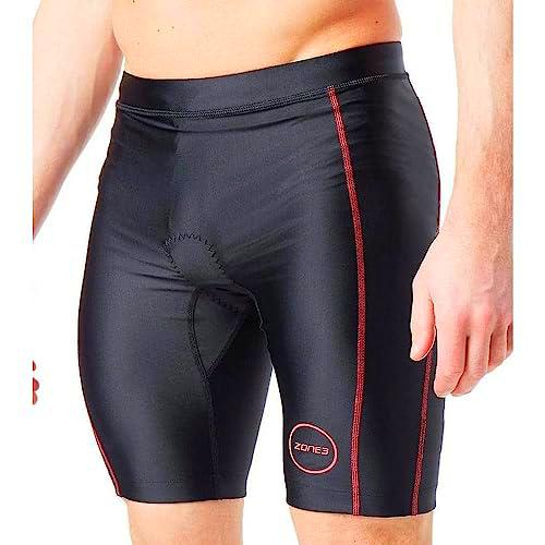 ZONE3 Men's Activate Pantalones Cortos Tri, Negro/Rojo