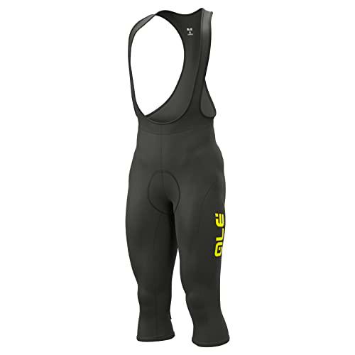 Alé Cycling Invierno sólido Mallas con Peto 3/4, Negro/Amarillo Fluo