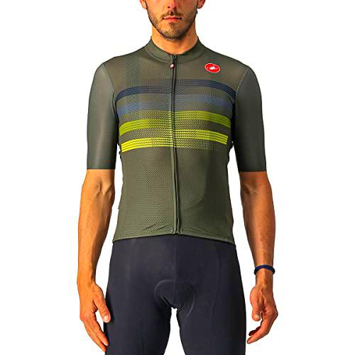 castelli Endurance Pro Jersey Camiseta, Hombre, Military Green/Blue-Sulphur, XX-Large