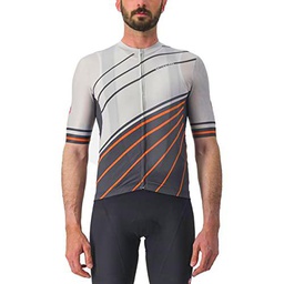 CASTELLI Speed Strada Jersey T-Shirt, Moon Gray/Dark Gray-Scarlet Ibis, XXL Men's