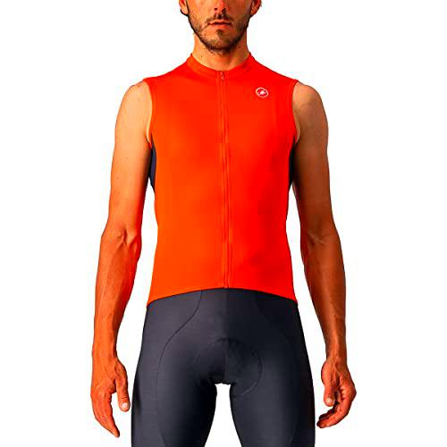 castelli Entrada Vi Sleeveless Camiseta, Hombre, Fiery Red/Dark Gray-Ivory, L