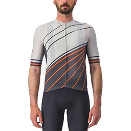 CASTELLI Speed Strada Jersey T-Shirt, Moon Gray/Dark Gray-Scarlet Ibis, M Men's