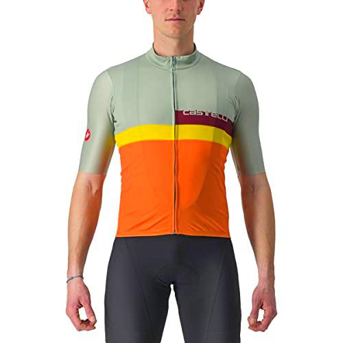 CASTELLI A BLOCCO Jersey T-Shirt, Defender Green/Dark Red-Bordeaux-Passion Fruit-Scarlet Lava, XXL Men's