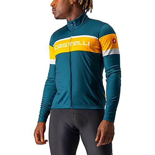 CASTELLI PASSISTA Jersey Sweatshirt, Deep Teal/Goldenrod-Silver Gra, M Men's