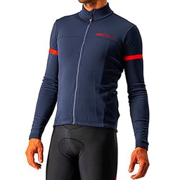 castelli Fondo 2 Jersey FZ Camiseta, Hombre, Savile Blue/Red Reflex, S