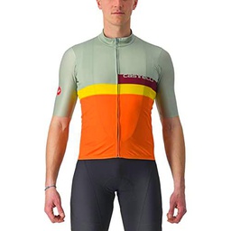 CASTELLI A BLOCCO Jersey T-Shirt, Defender Green/Dark Red-Bordeaux-Passion Fruit-Scarlet Lava, M Men's