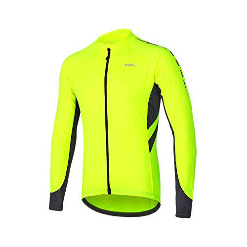 ARSUXEO Maillot de Ciclismo para Hombre Top de Ciclismo de Manga Larga con 3 Bolsillos Profundos 6030 Verde M