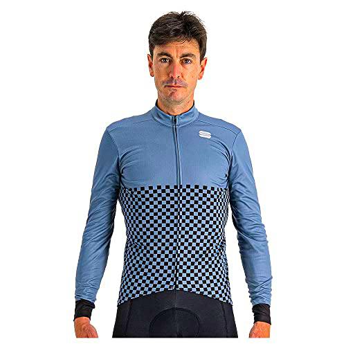 Sportful Checkmate TH Jersey Sweatshirt, Blue Sea Black, XL Men's