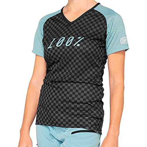 100% MTB WEAR AIRMATIC Women's Jersey Seafoam Checkers Maillot