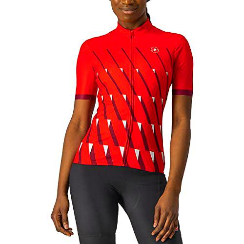 castelli Pendio Jersey Camiseta, Mujer, Red/Burdeos-Blanco, XS