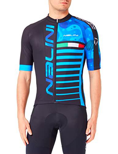 NALINI AHS Cross T-Shirt, Black/Surf Blue, M Men's