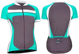 Avento 81BQ Camiseta de Ciclismo, Mujer, Antracite/Verde/Blanco, 40