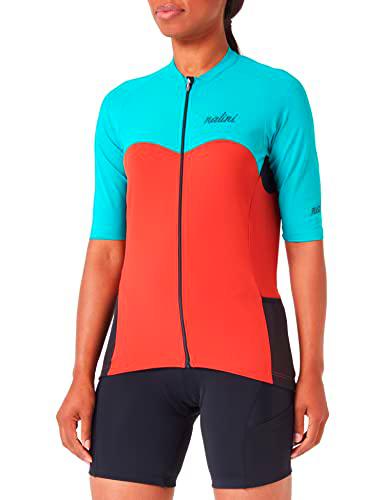 NALINI BASSUN Block Lady J T-Shirt, Jade/Red Brick, S Women's