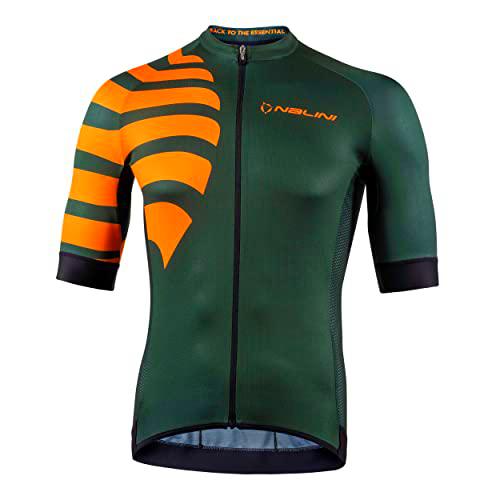 NALINI Bass TRIPES Jersey T-Shirt, MIL Green/Papaya Orange, S Men's