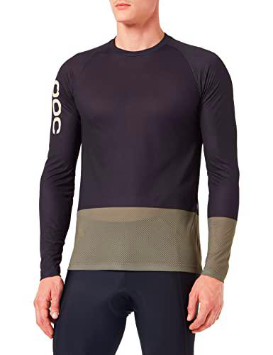 POC MTB Pure LS Jersey T-Shirt, Uranium Black/Epidote Green