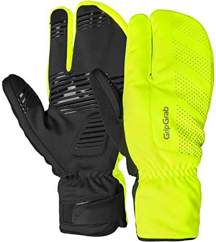 GripGrab Guantes de Ciclismo Ride Lobster Térmicos de Invierno Cortavientos Acolchado de Gel Frio Extremo 3 Dedos