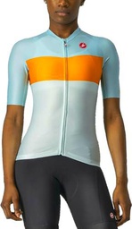 castelli Aero Pro W Jersey Camiseta, Mujer, Light Agua/Pop Orange-Skylight, XS