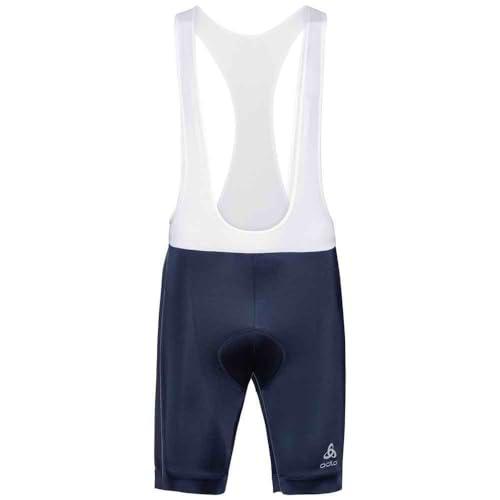 Odlo Pantalones Cortos de Bib Essential Ciclismo, White-Diving Navy