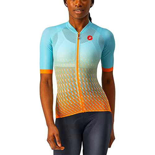 castelli Climber's 2.0W Jersey Camiseta, Mujer, Sky Light/Light Agua-Pop Orange, M