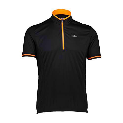 CMP - Camiseta de ciclismo para hombre, Negro-F.Naranja, 48