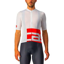 CASTELLI Downtown Jersey largo para hombre, White/Red, L