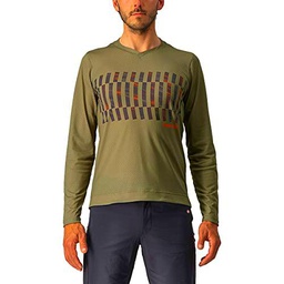 CASTELLI Trail Tech LS tee Sudadera, Hombre, Verde Oliva/Gris Oscuro-Naranja R, 3XL