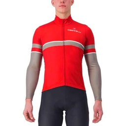 CASTELLI Retta LS Jersey T-Shirt, Pompeian Red/Nickel Gray, S Unisex