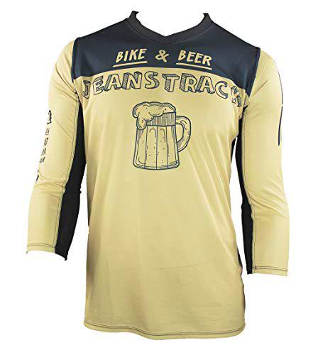 Jeanstrack Bike &amp; Beer Camiseta técnica MTB, Unisex Adulto, Stone, L