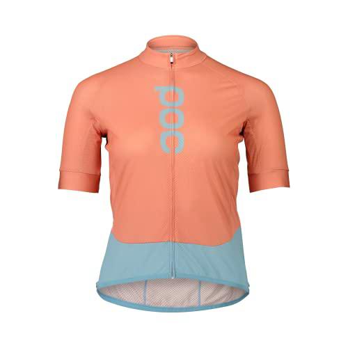 POC W's Essential Road Logo Jersey, Rock Salt/Mineral Blue