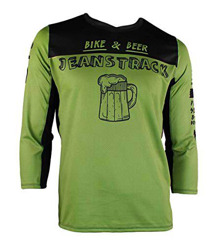 Jeanstrack Bike &amp; Beer Camiseta técnica MTB, Unisex Adulto, Verde, M