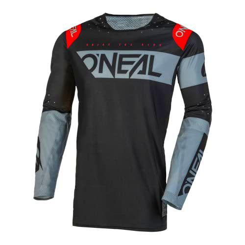 O'Neal | Nuevo | Camiseta de Motocross Manga Larga | MX MTB| Maillot de Ciclismo Materiales mejorados y duraderos | Maillot Prodigy Five Two | Adulto | Negro Gris | Talla XL