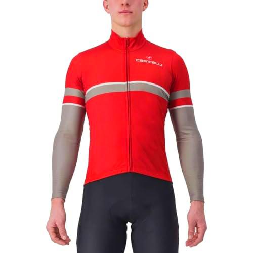 CASTELLI Retta LS Jersey T-Shirt, Pompeian Red/Nickel Gray, L Unisex