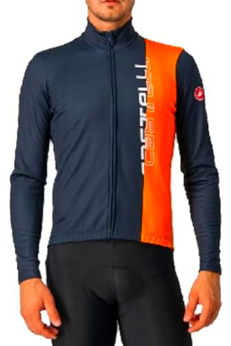 CASTELLI Hora Jersey FZ Túnica de enfermería, Savile Blue/Brilliant Orange, S Hombres